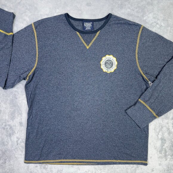 Structure T Shirt Mens XL Blue Long Sleeve Tee Vintage 90s Y2K USA Made - Picture 9 of 10